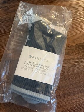 Athleta women’s Everyday Crew Socks - Black with Light Gray Trim